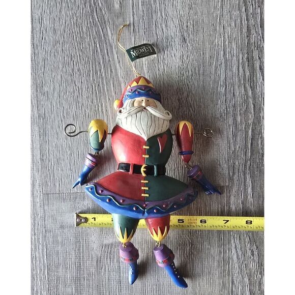 Midwest Cannon Falls Large Articulated Hanging Santa Heart Ornament *RARE NEW B - Picture 3 of 5